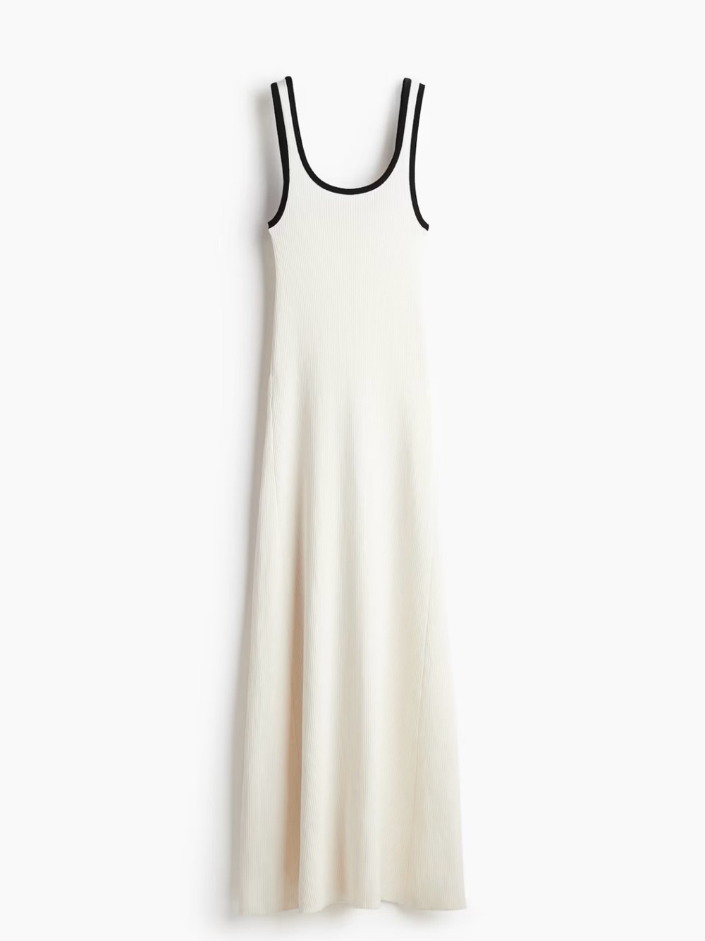 Rib-Knit Tank Maxi Dress with flare skirt